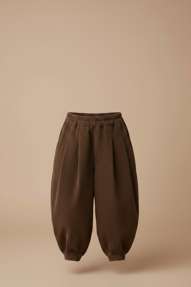 Pantalon Fluide Marron Côtelé Harem Ample Enfant - Cordé - vue 3