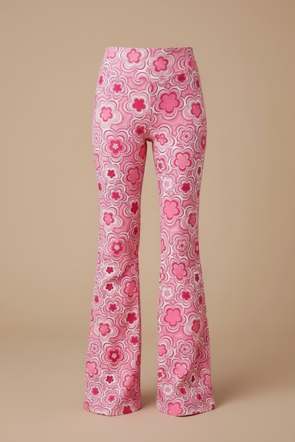 Pantalon Fluide Rose Floral Évasé Y2K Imprimé - Polyester - vue 3