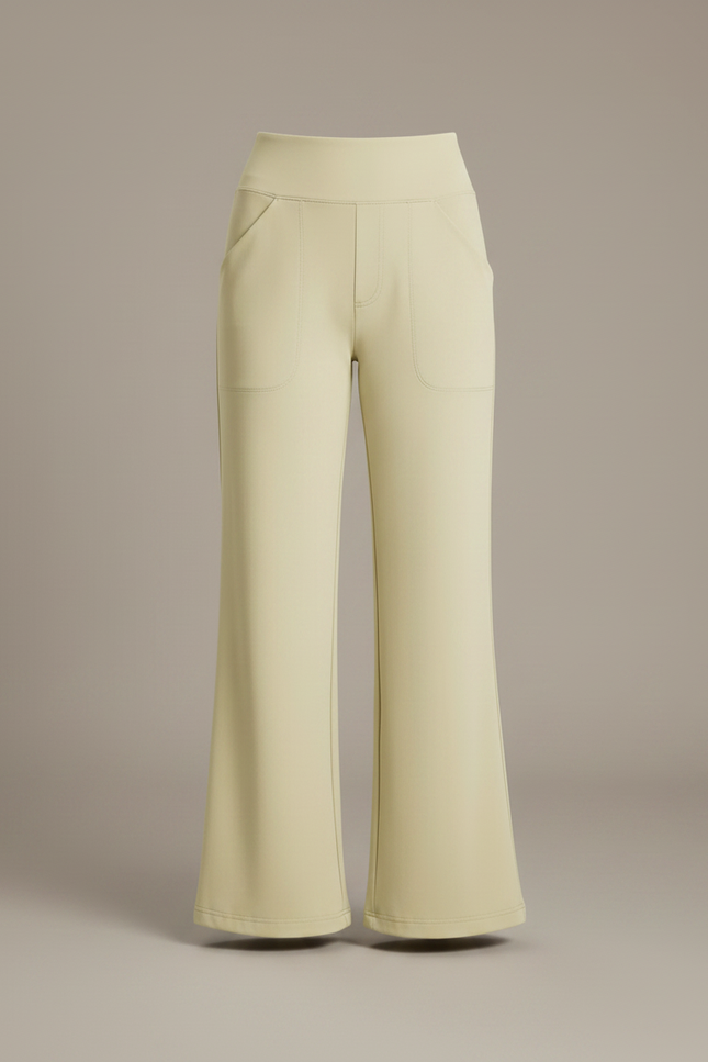 Pantalon Fluide Vert Ample Taille Haute Confortable - Kaki Polyester - vue 3