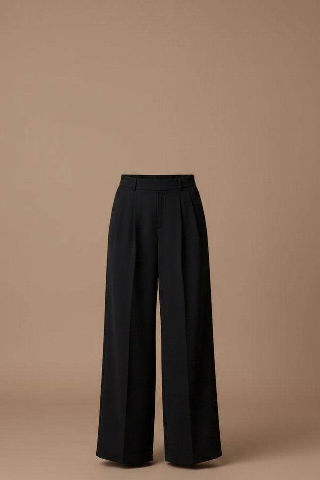 Pantalon Fluide Femme Noir Palazzo Viscose Habillé - Polyester - vue 3