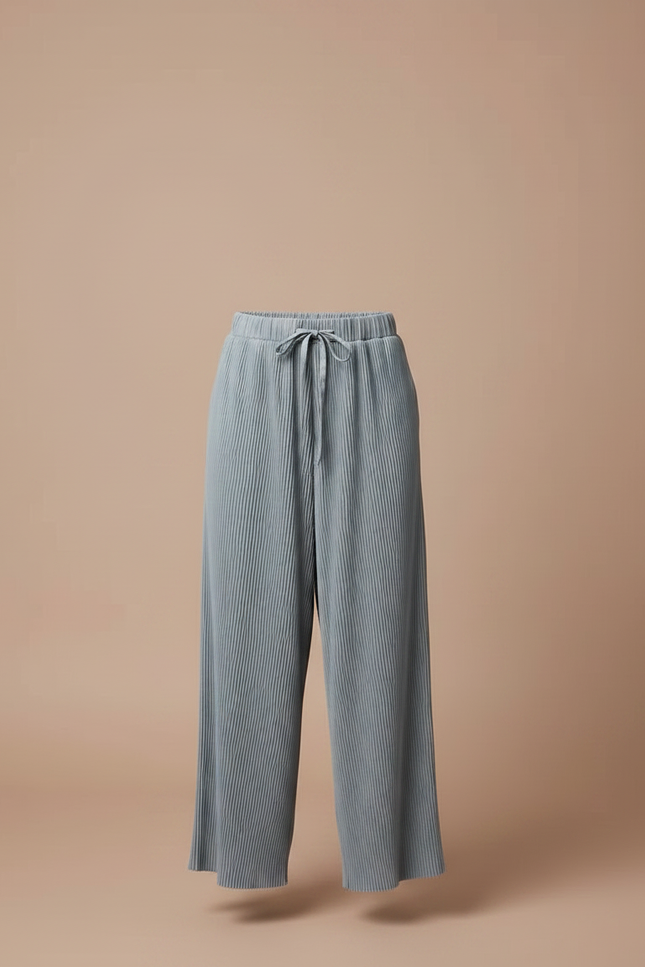 Pantalon Fluide Plissé Gris Ample Confortable Enfant - Polyester - vue 3