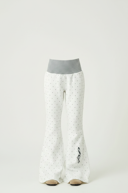 Pantalon Fluide Blanc Pois Évasé Enfant - Molleton - vue 3