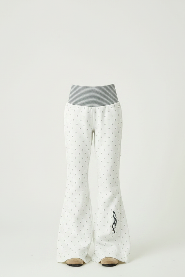 Pantalon Fluide Blanc Pois Évasé Enfant - Molleton - vue 3