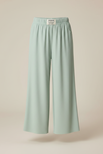 Pantalon Fluide Vert Menthe Ample Confortable Fille - Maille - vue 3