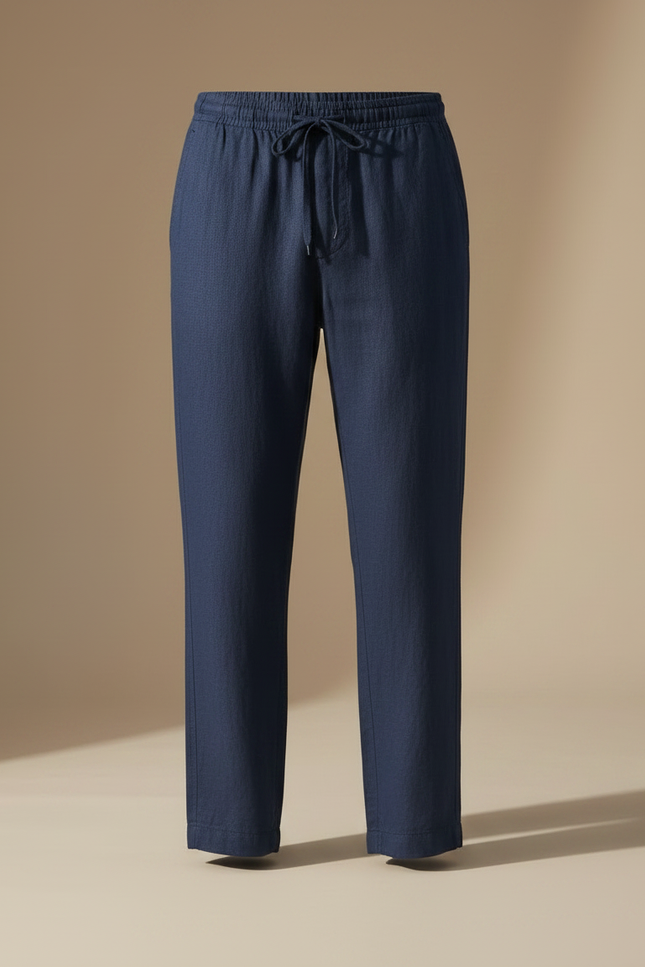 Pantalon Fluide Bleu Marine Lin Homme Décontracté Léger - vue 3
