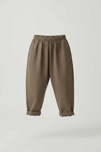Pantalon Fluide Kaki Ample Coton Enfant Casual - Molleton - vue 3