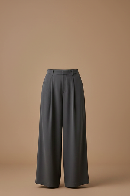 Pantalon Fluide Femme Gris Palazzo Viscose - Polyester - vue 3