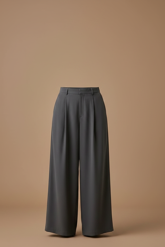 Pantalon Fluide Femme Gris Palazzo Viscose - Polyester - vue 3