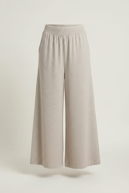 Pantalon Fluide Gris Ample Taille Haute Décontracté - Molleton - vue 3