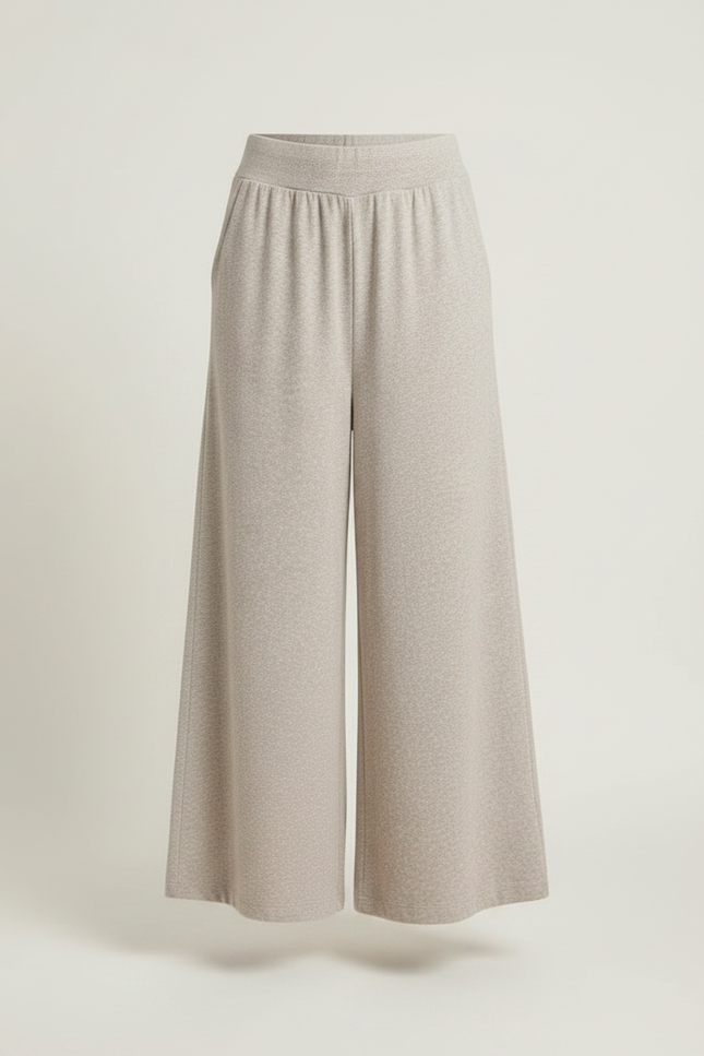 Pantalon Fluide Gris Ample Taille Haute Décontracté - Molleton - vue 3