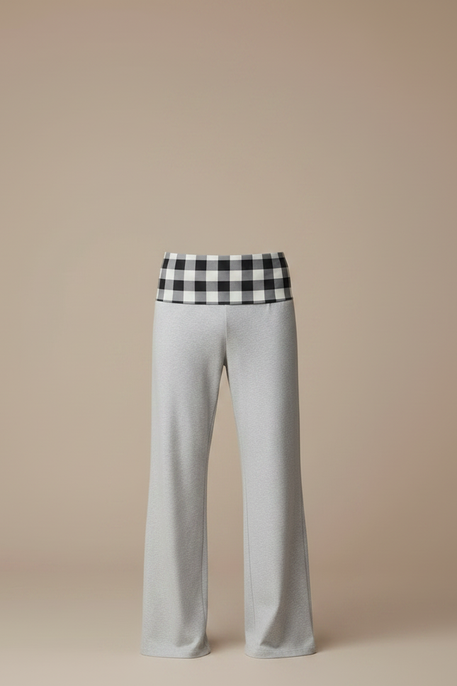 Pantalon Fluide Gris Ample Carreau Confortable Homme - Molleton - vue 3