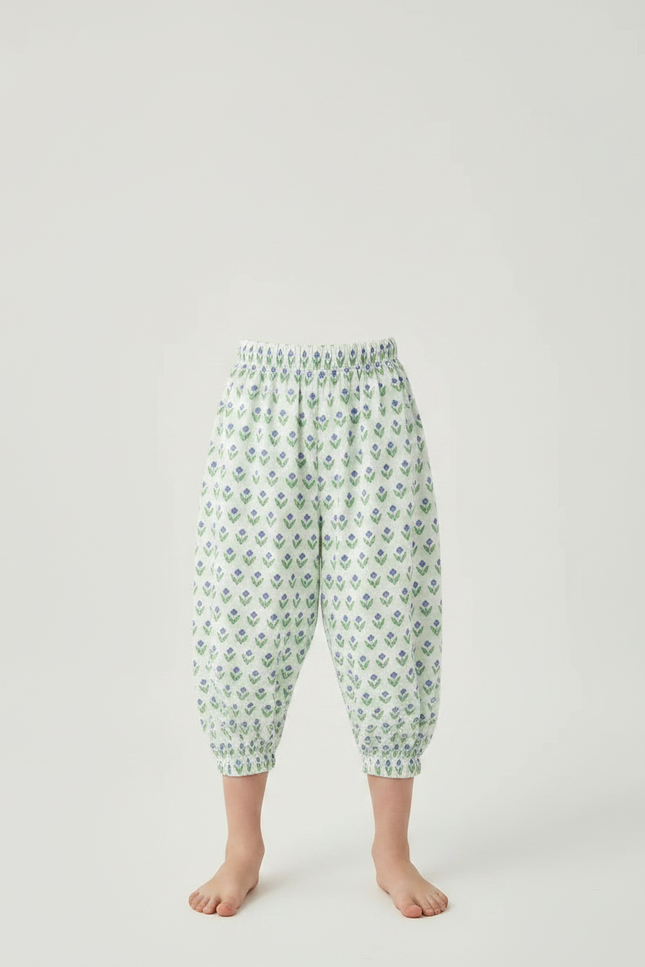 Pantalon Fluide Imprimé Floral Vert Ample Enfant - Viscose - vue 3