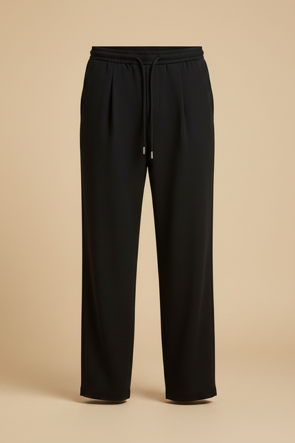 Pantalon Fluide Noir Ample Décontracté Cordon Homme - Viscose - vue 3
