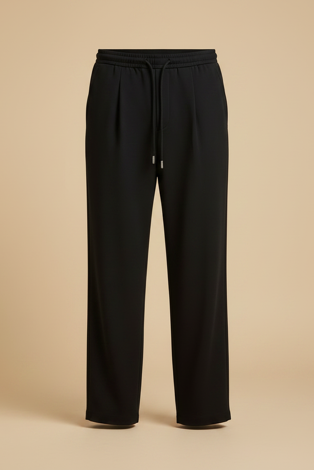 Pantalon Fluide Noir Ample Décontracté Cordon Homme - Viscose - vue 3