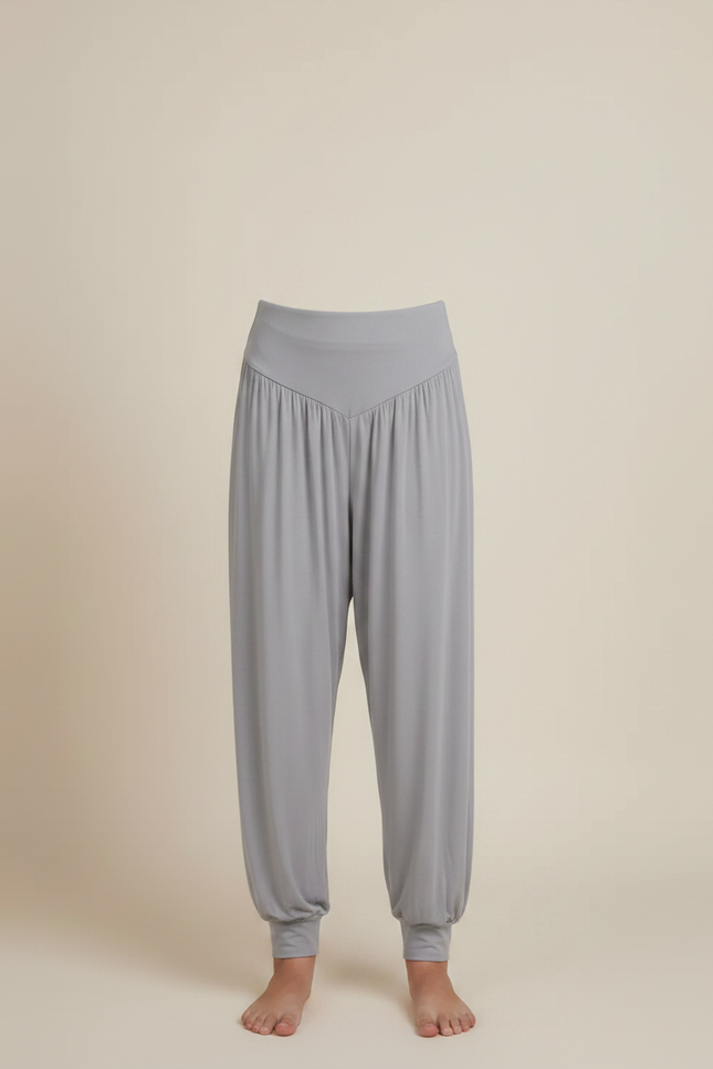 Pantalon Fluide Gris Ample Confortable Yoga Danse - Viscose - vue 3