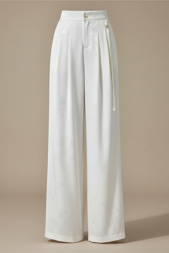 Pantalon Fluide Satin Blanc - vue 3