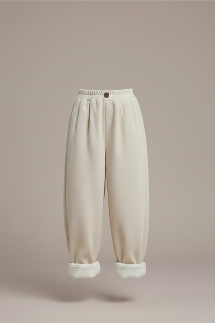 Pantalon Fluide Beige Côtelé Ample Doublé Enfant - Cordé - vue 3