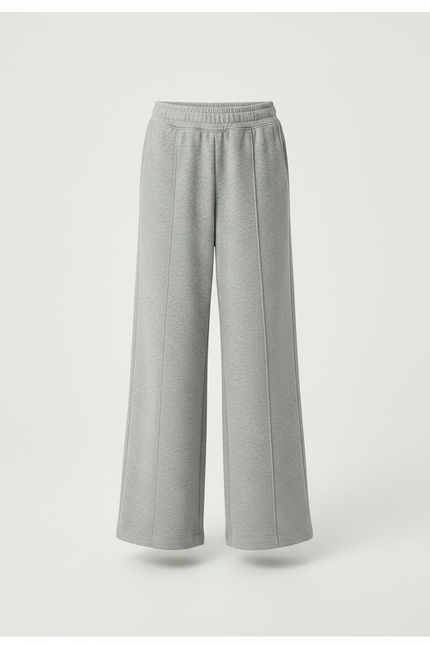 Pantalon Fluide Gris Ample Décontracté Cordon - Molleton - vue 3