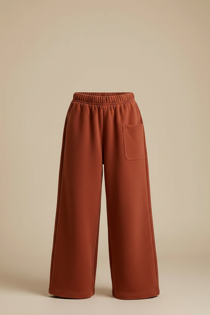 Pantalon Fluide Marron Ample Décontracté Enfant Coton - Molleton - vue 3