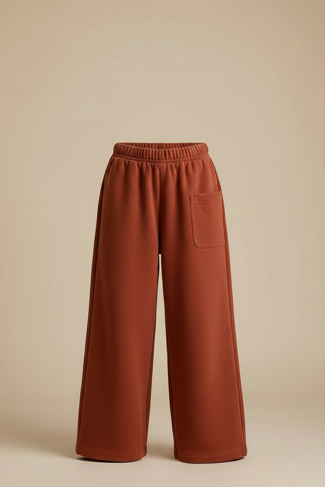 Pantalon Fluide Marron Ample Décontracté Enfant Coton - Molleton - vue 3