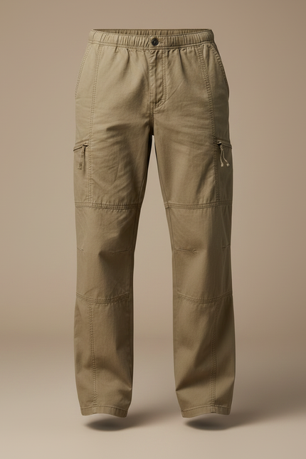 Pantalon Fluide Kaki Cargo Coton Ample Décontracté - vue 3