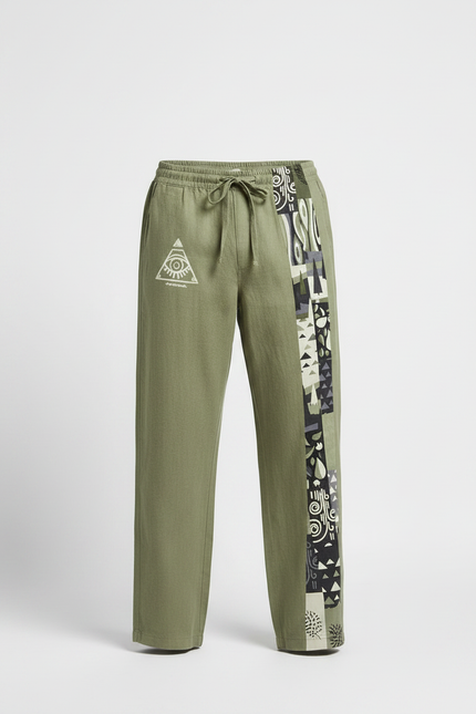 Pantalon Fluide Kaki Lin Cordon Tribal Homme - vue 3