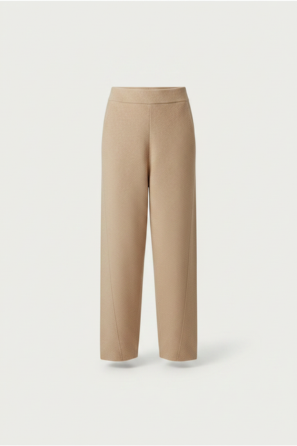Pantalon Fluide Beige Maille Ample Décontracté Femme - vue 3