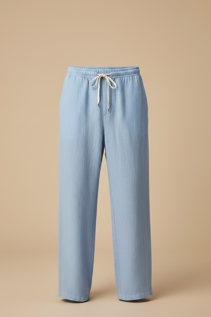 Pantalon Fluide Bleu Ciel Ample Léger Lin Homme - vue 3