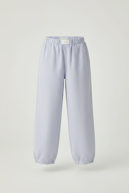 Pantalon Fluide Bleu Ciel Rayé Ample Coton Enfant - vue 3