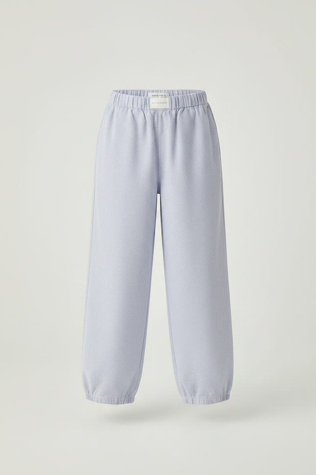 Pantalon Fluide Bleu Ciel Rayé Ample Coton Enfant - vue 3