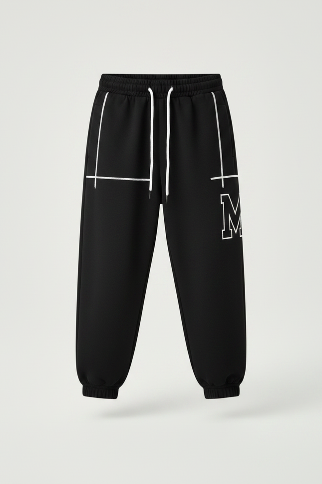 Pantalon Fluide Noir Imprimé M Décontracté Garçon - Molleton - vue 3
