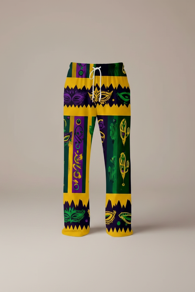 Pantalon Fluide Mardi Gras Masques Colorés Ample Homme - Multicolore Viscose - vue 3