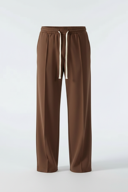 Pantalon Fluide Marron Ample Cordon Décontracté Homme - Polyester - vue 3