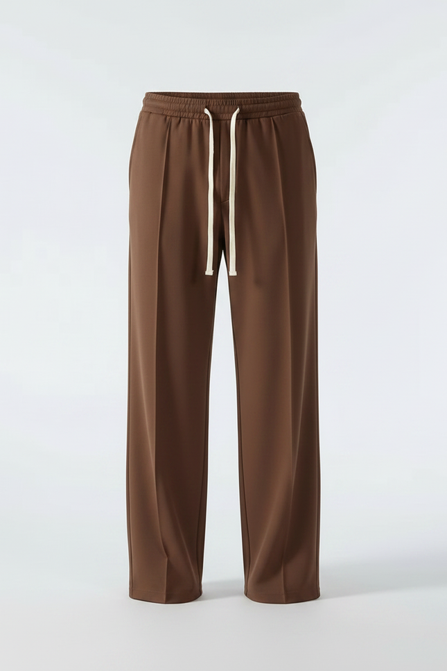 Pantalon Fluide Marron Ample Cordon Décontracté Homme - Polyester - vue 3