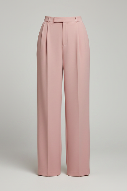 Pantalon Fluide Rose Taille Haute Ample Plissé Élégant - Viscose - vue 3