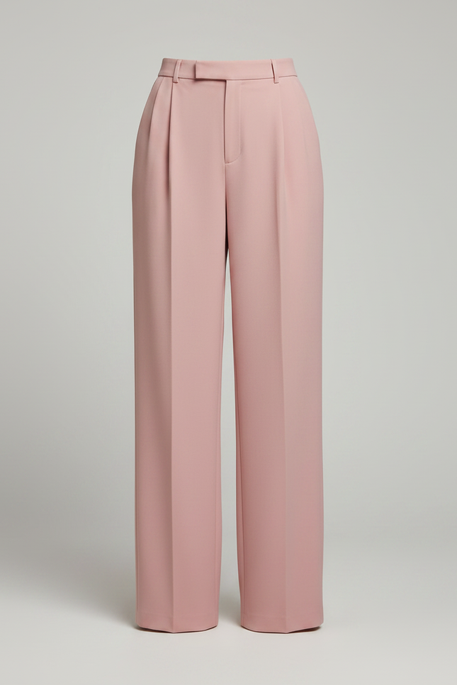 Pantalon Fluide Rose Taille Haute Ample Plissé Élégant - Viscose - vue 3