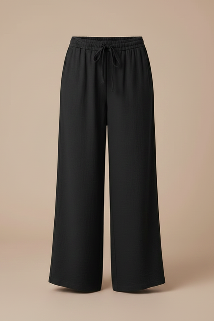 Pantalon Fluide Fille Noir Coupe Ample - Viscose - vue 3