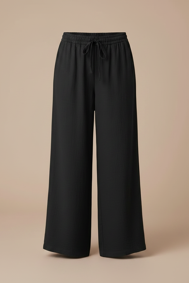 Pantalon Fluide Fille Noir Coupe Ample - Viscose - vue 3