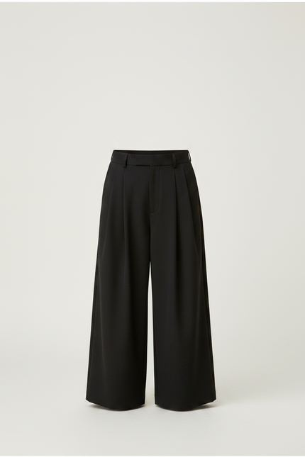 Pantalon Fluide Noir Ample Plissé Décontracté Enfant - Polyester - vue 3