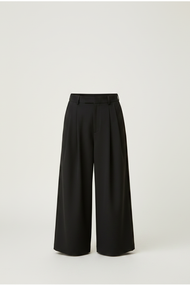 Pantalon Fluide Noir Ample Plissé Décontracté Enfant - Polyester - vue 3