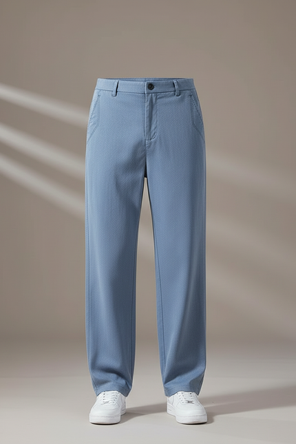 Pantalon Fluide Bleu Ciel Droit Ample Décontracté Homme - Coton - vue 3