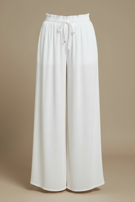 Pantalon En Crepe Fluide - Blanc Viscose - vue 3