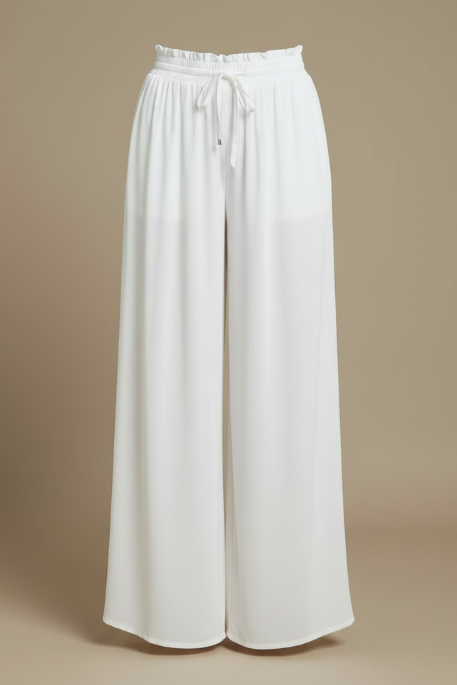 Pantalon En Crepe Fluide - Blanc Viscose - vue 3