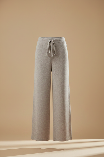 Pantalon Fluide Beige Laine Ample Cordon Femme - vue 3