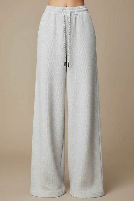 Pantalon Fluide Gris Ample Décontracté Cordon Femme - Molleton - vue 3
