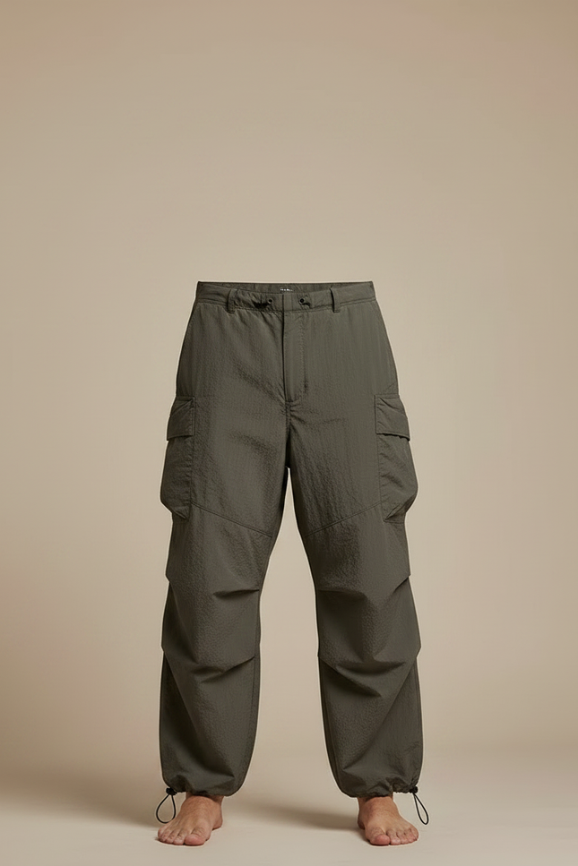 Pantalon Fluide Elastique En Bas - Kaki Polyester - vue 3