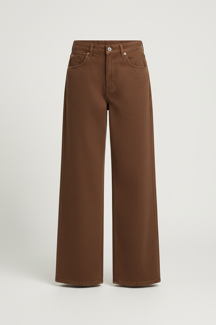 Pantalon Fluide Marron Ample Taille Haute Droit - Jean - vue 3