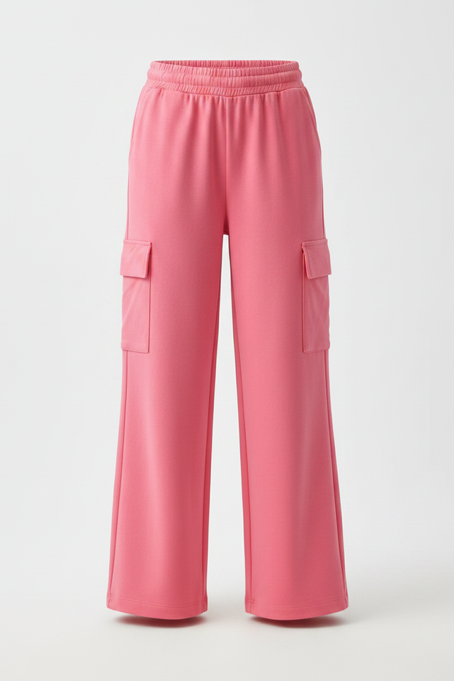 Pantalon Fluide Cargo Rose Ample Coton Enfant - Molleton - vue 3