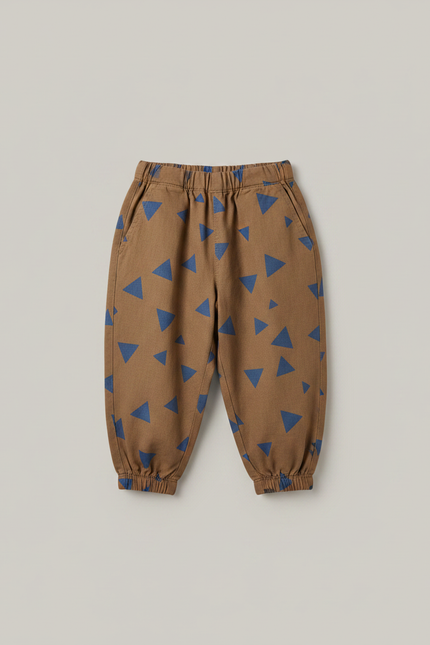 Pantalon Fluide Marron Triangles Bleus Ample Enfant - Coton - vue 3