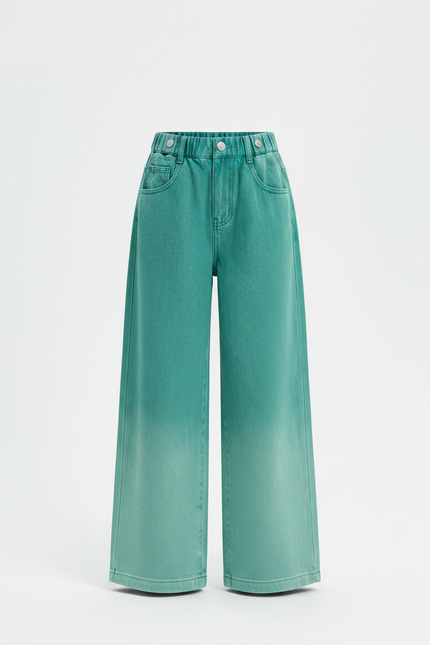 Pantalon Fluide Vert Dégradé Ample Coton Enfant - Jean - vue 3